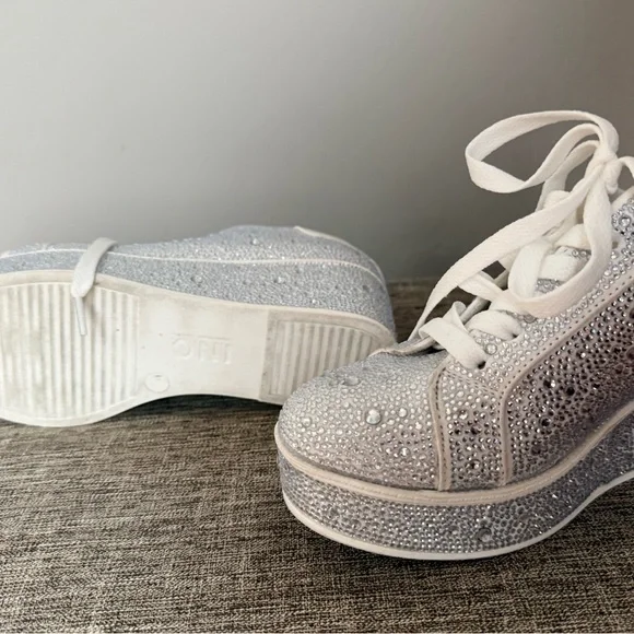 White Crystal Platform Lace-Up Sneakers - Women - Picture 3 of 5